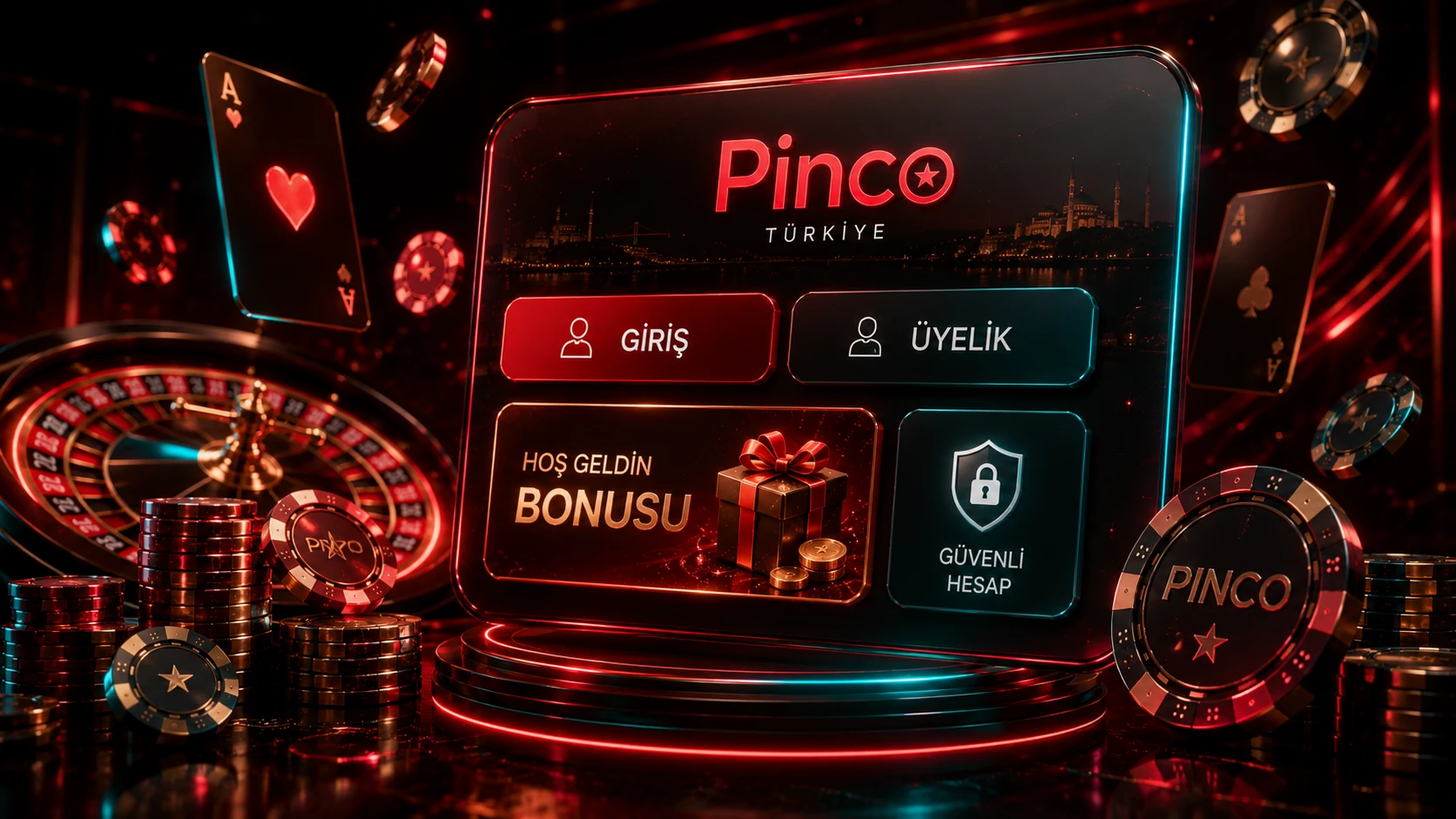 Pinco ana sayfasında giriş ve üyelik alanlarının görünümü